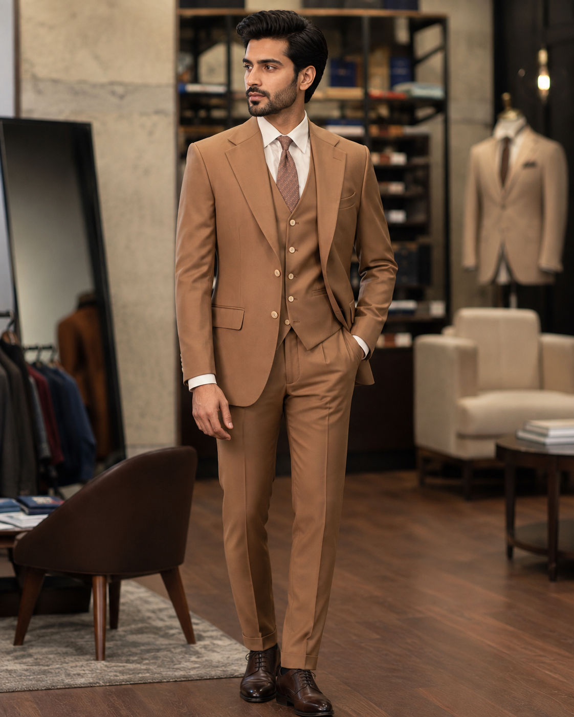 Camel Brown 3-Piece Suit