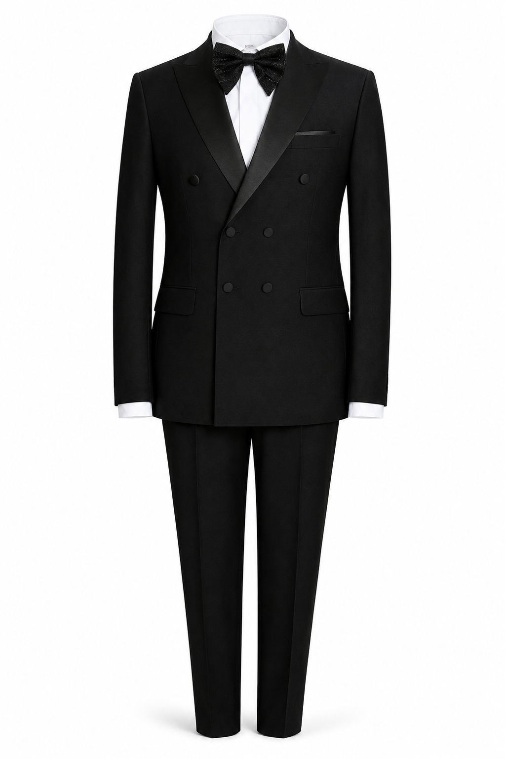 Classic Black Double-Breasted Tuxedo with Peak Lapels