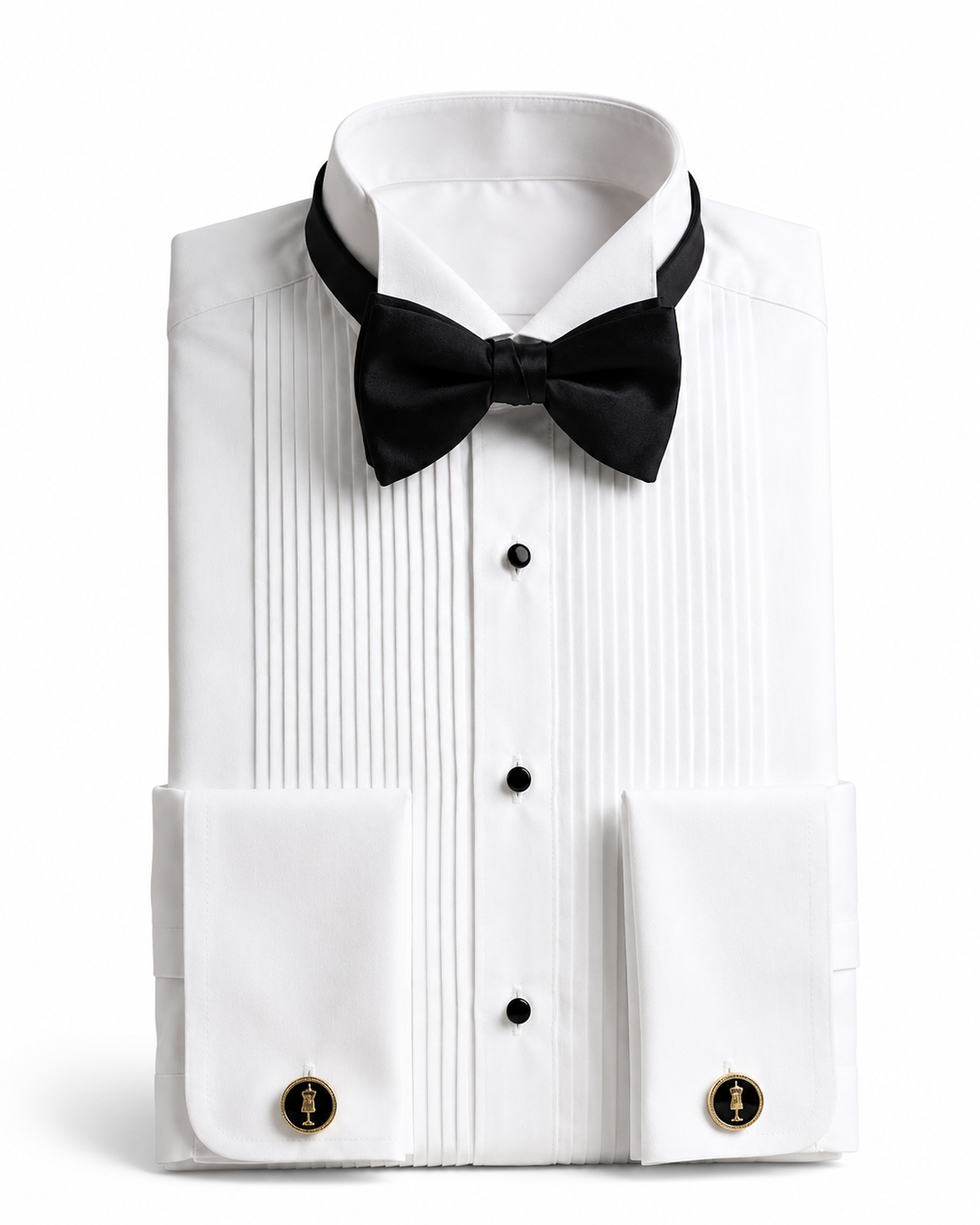 Classic White Tuxedo Shirt with Black Bow Tie