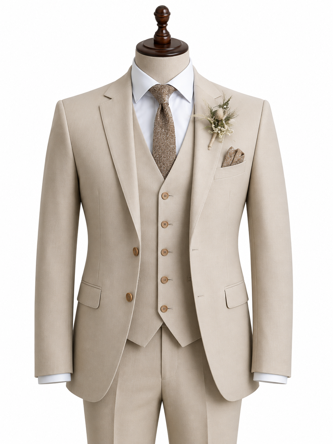 Beige 3-Piece Suit