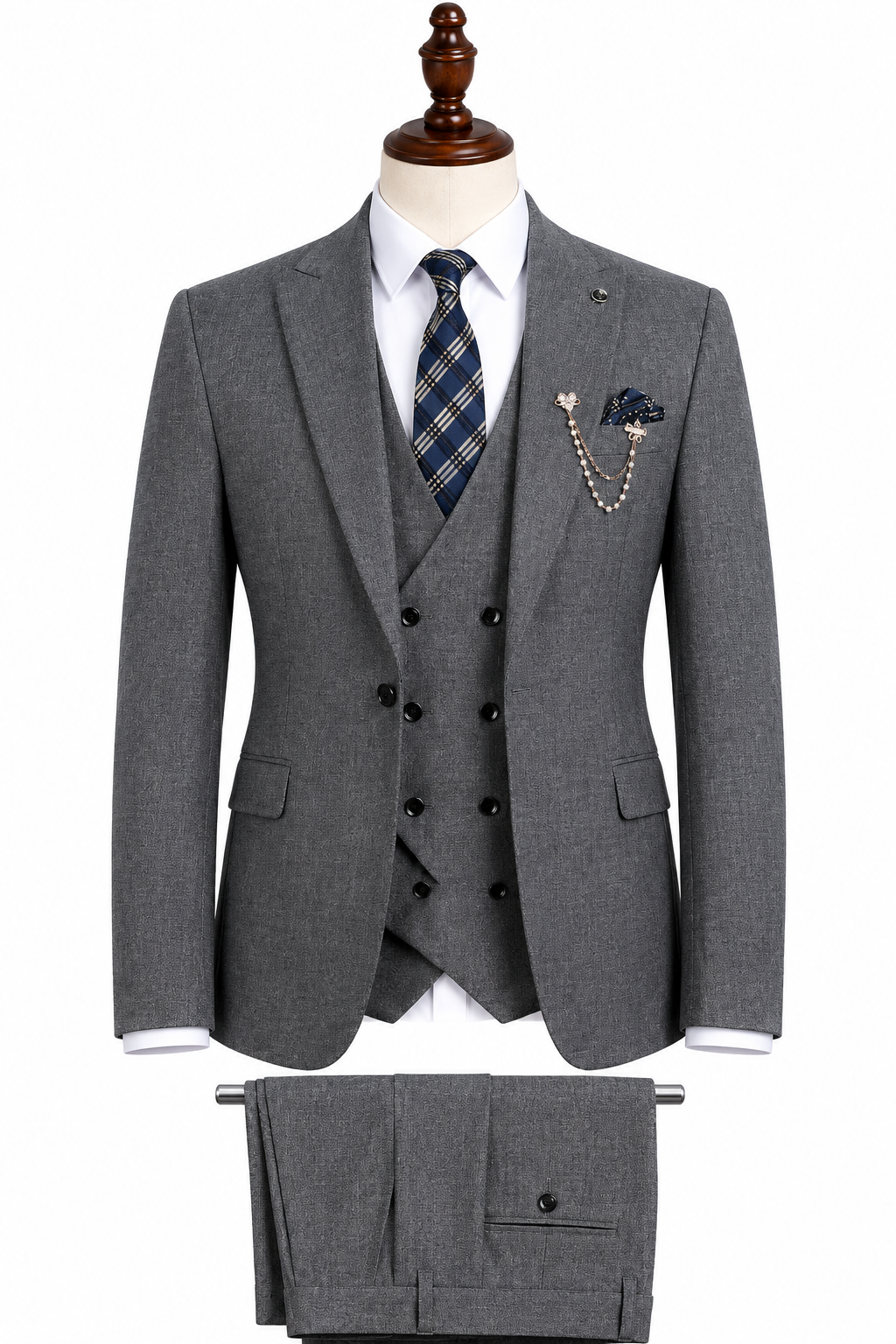 Light Grey 2-Piece Suit with Notched Lapels