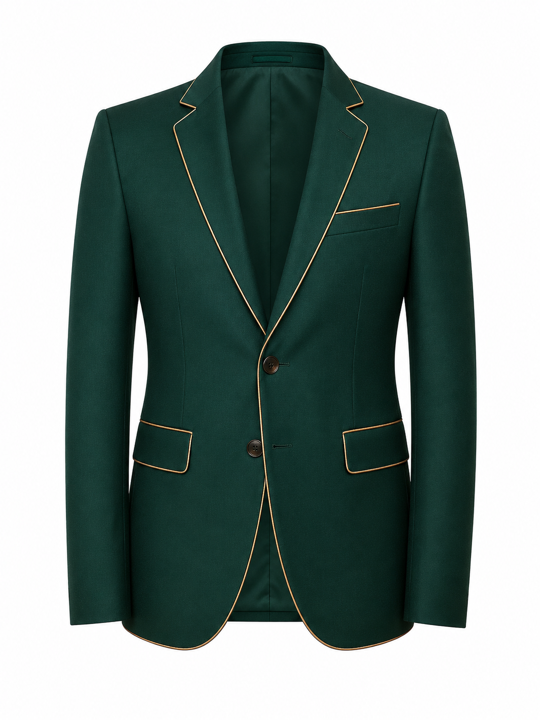 Premium Emerald Green Blazer with Gold Piping for Men