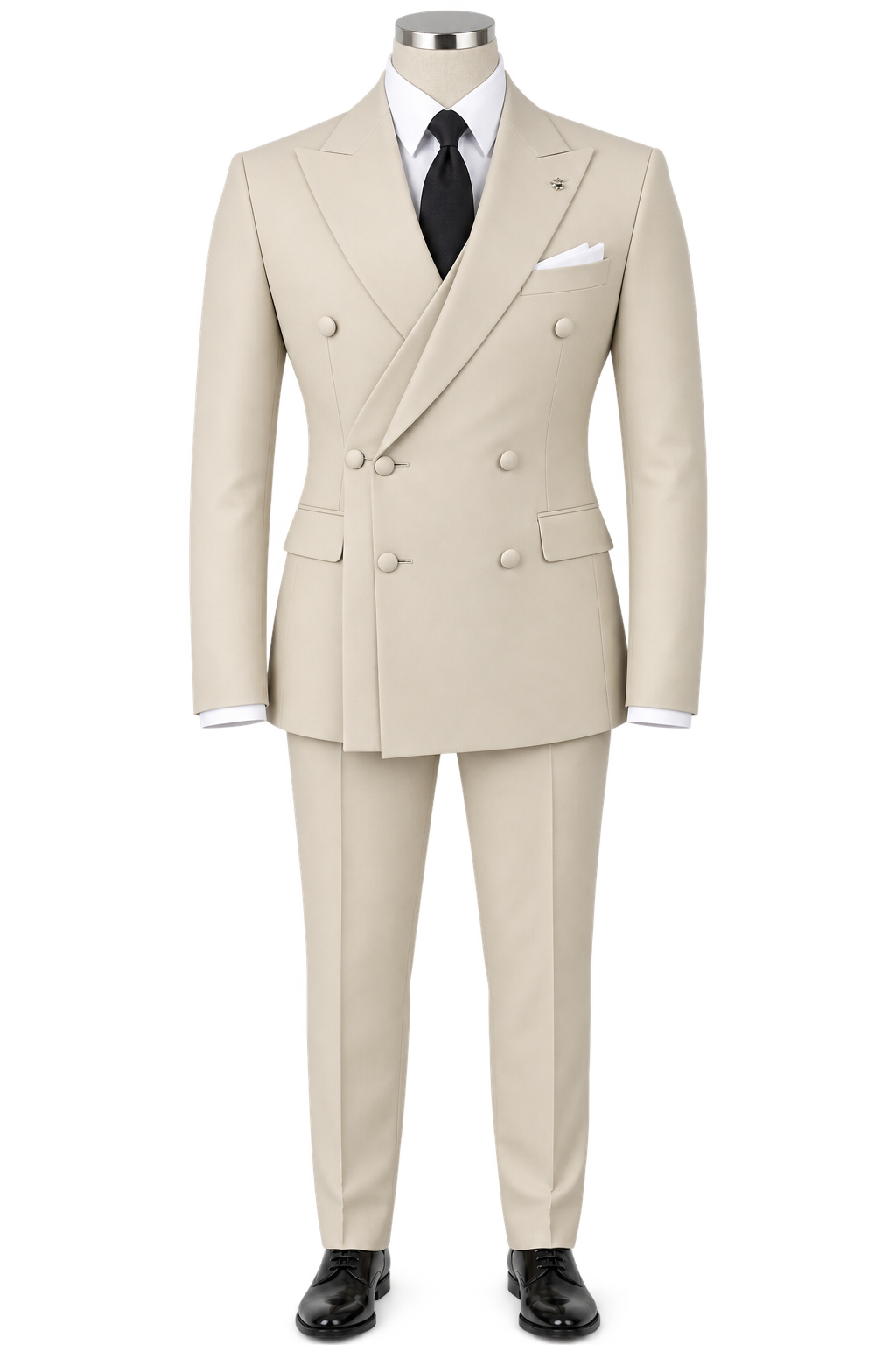 Cream Double-Breasted Suit