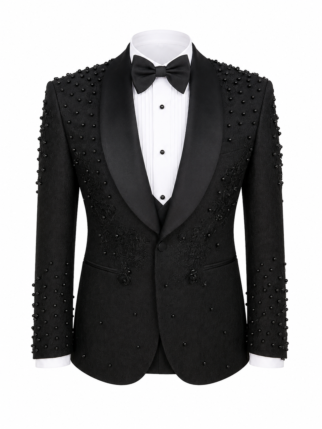 Black Luxury Beaded Tuxedo Suit