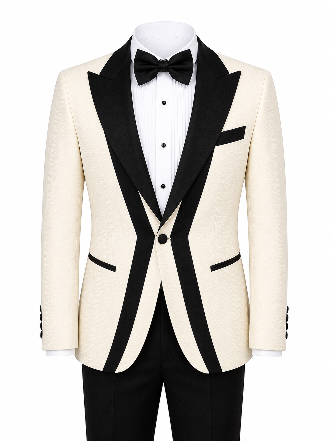 Ivory Black Tuxedo Suit