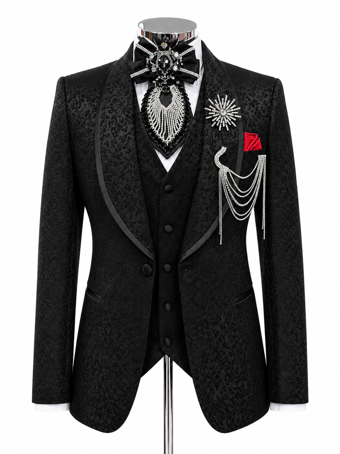 Black Jacquard Shawl Lapel Tuxedo