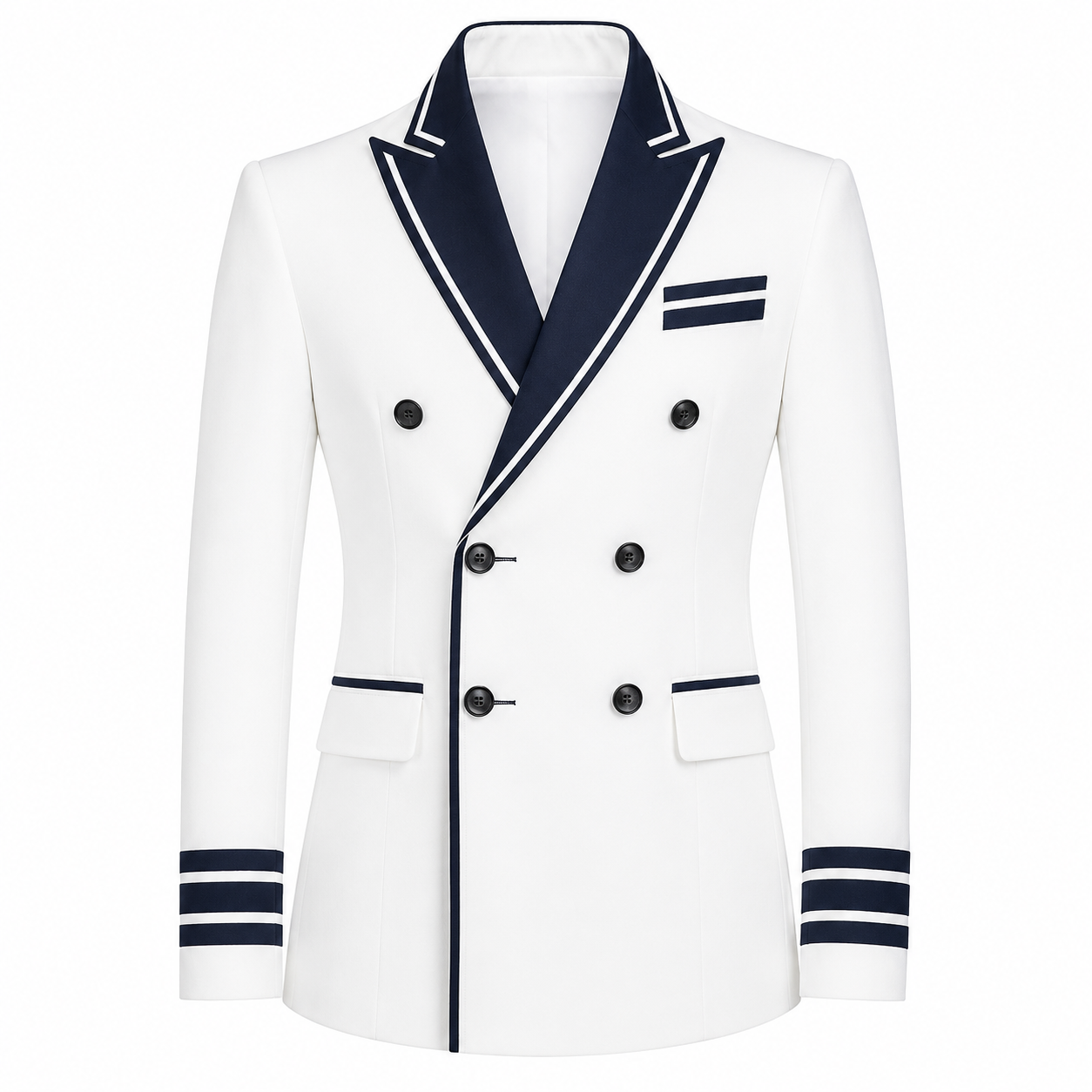 DePrestige Premium White Double-Breasted Tuxedo Blazer