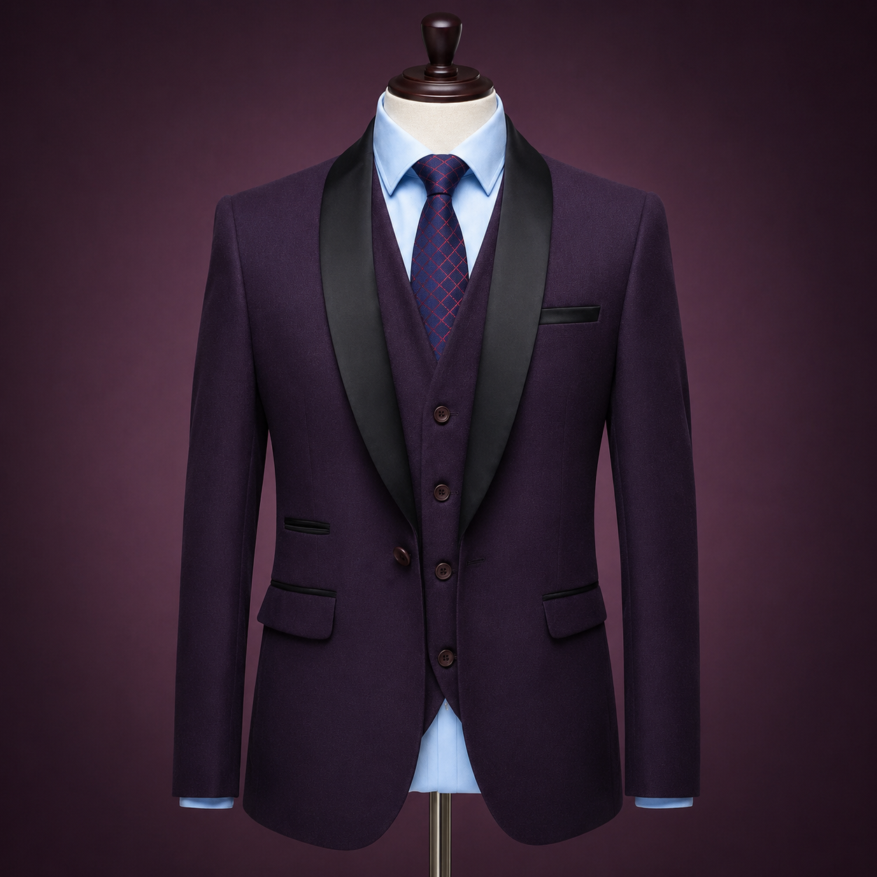 Royal Plum Tuxedo 3-Piece Suit