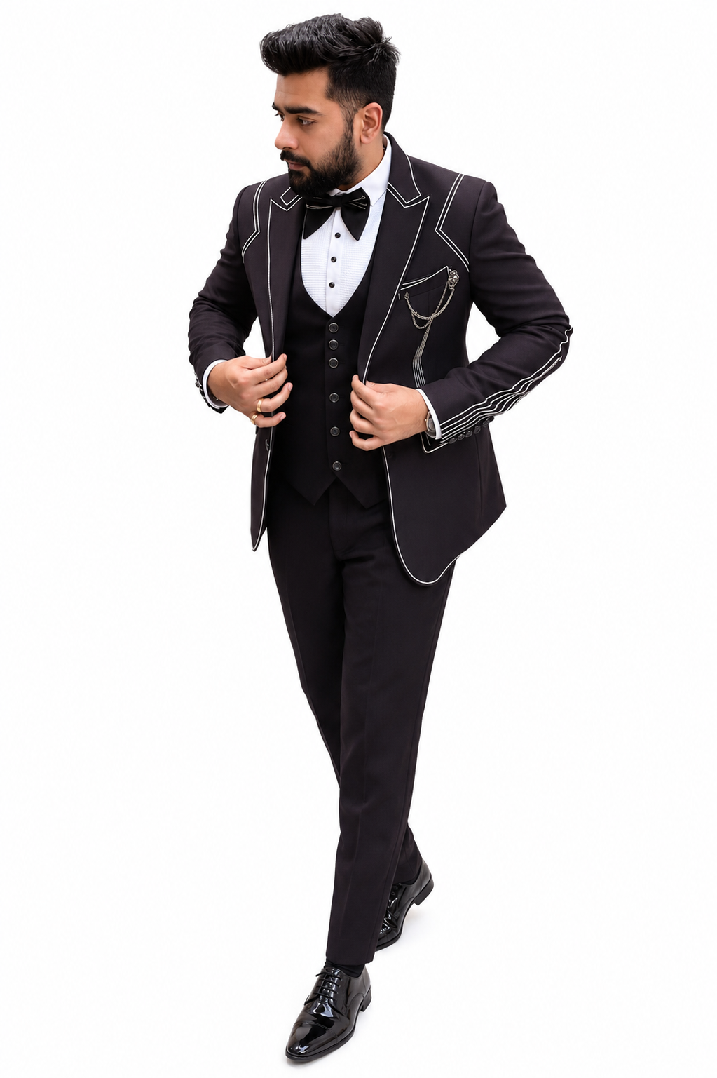 Premium Black Designer 3-Piece Tuxedo Suit for Men
