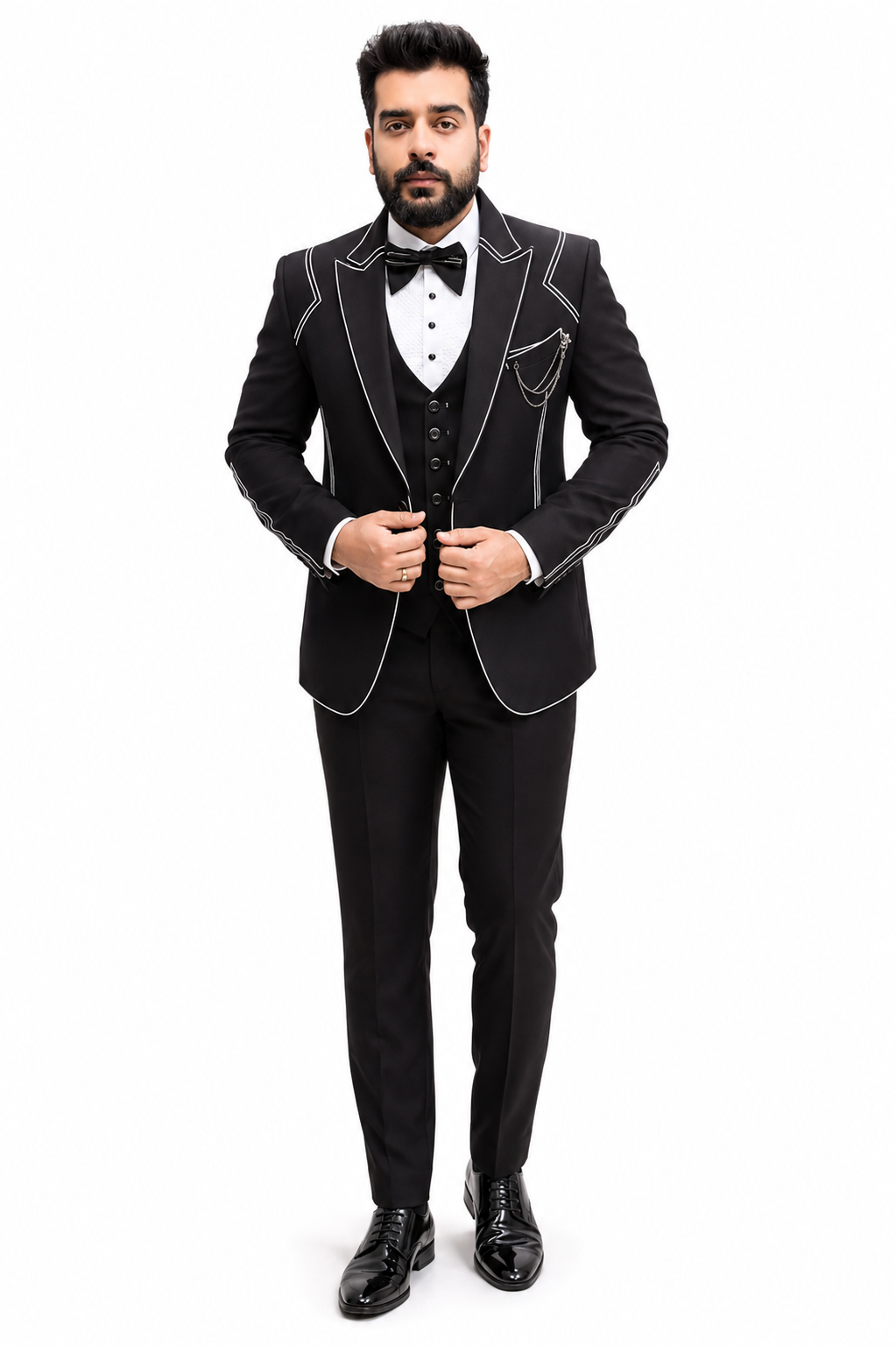 Premium Black Designer 3-Piece Tuxedo Suit for Men