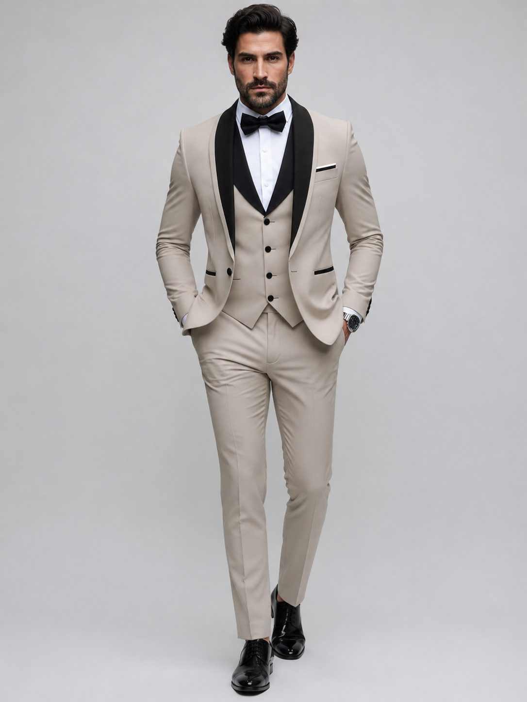 Men’s Premium Beige Tuxedo 3-Piece Suit