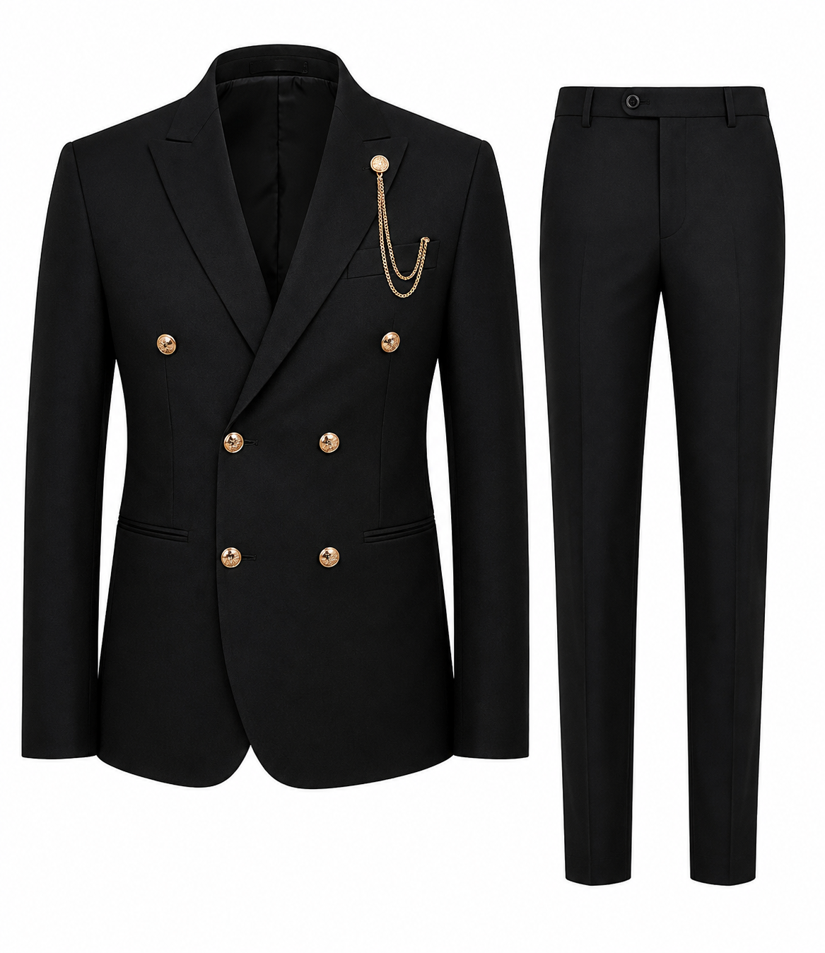 Men’s Black Double-Breasted Premium Suit
