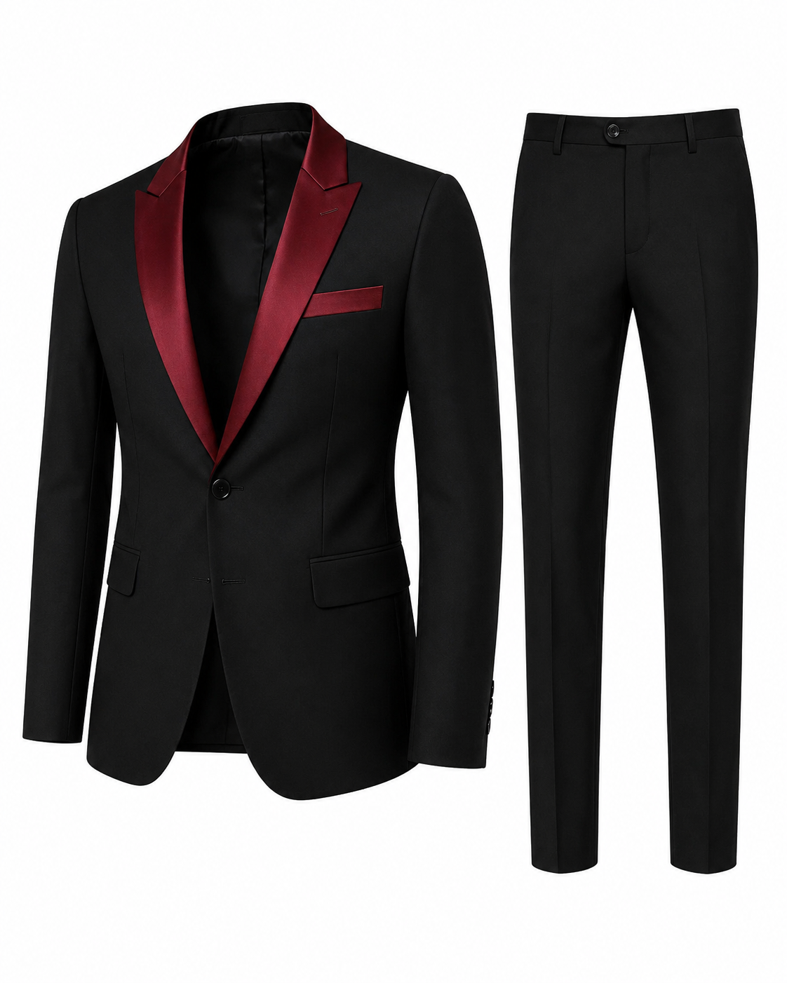 Men’s Black & Burgundy Premium Formal Suit