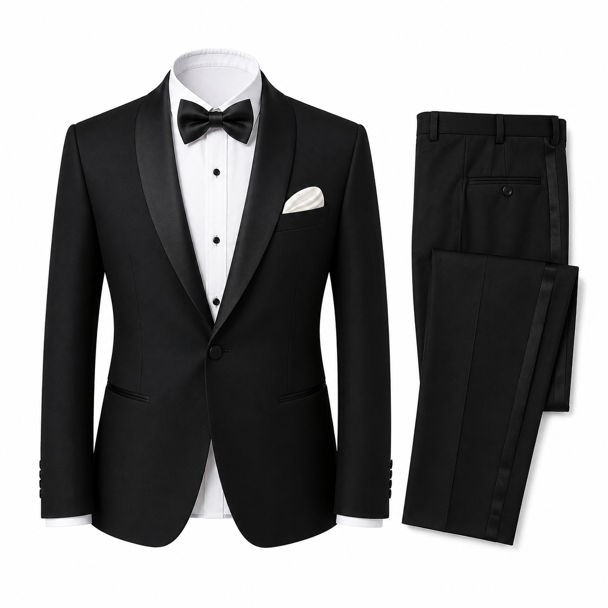 Men’s Classic Black Tuxedo Suit with Bow Tie