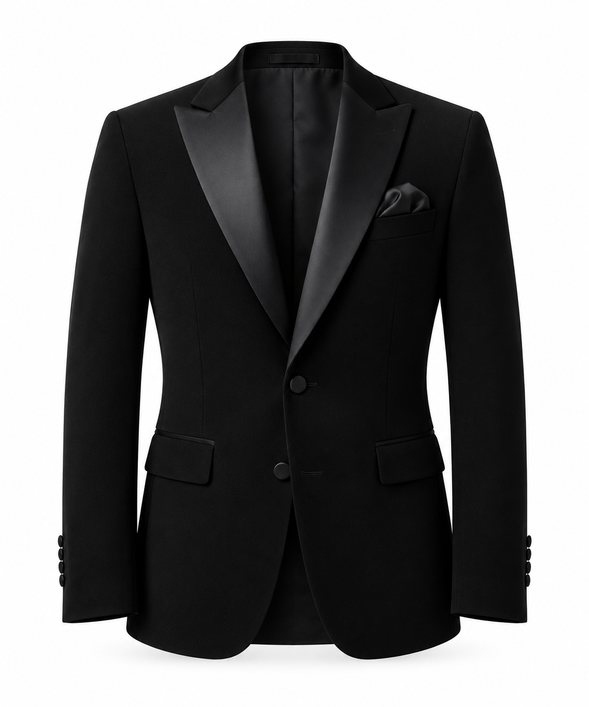 Men’s Black Satin Peak Lapel Tuxedo Blazer