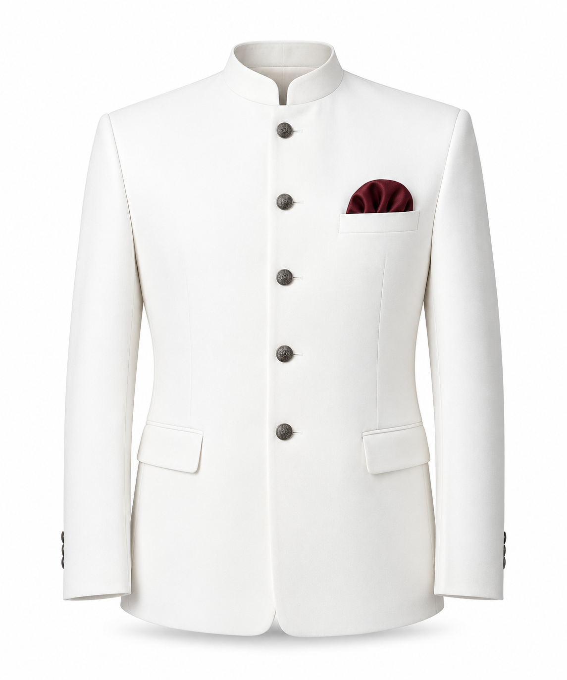Men’s White Classic Nehru Collar Sherwani