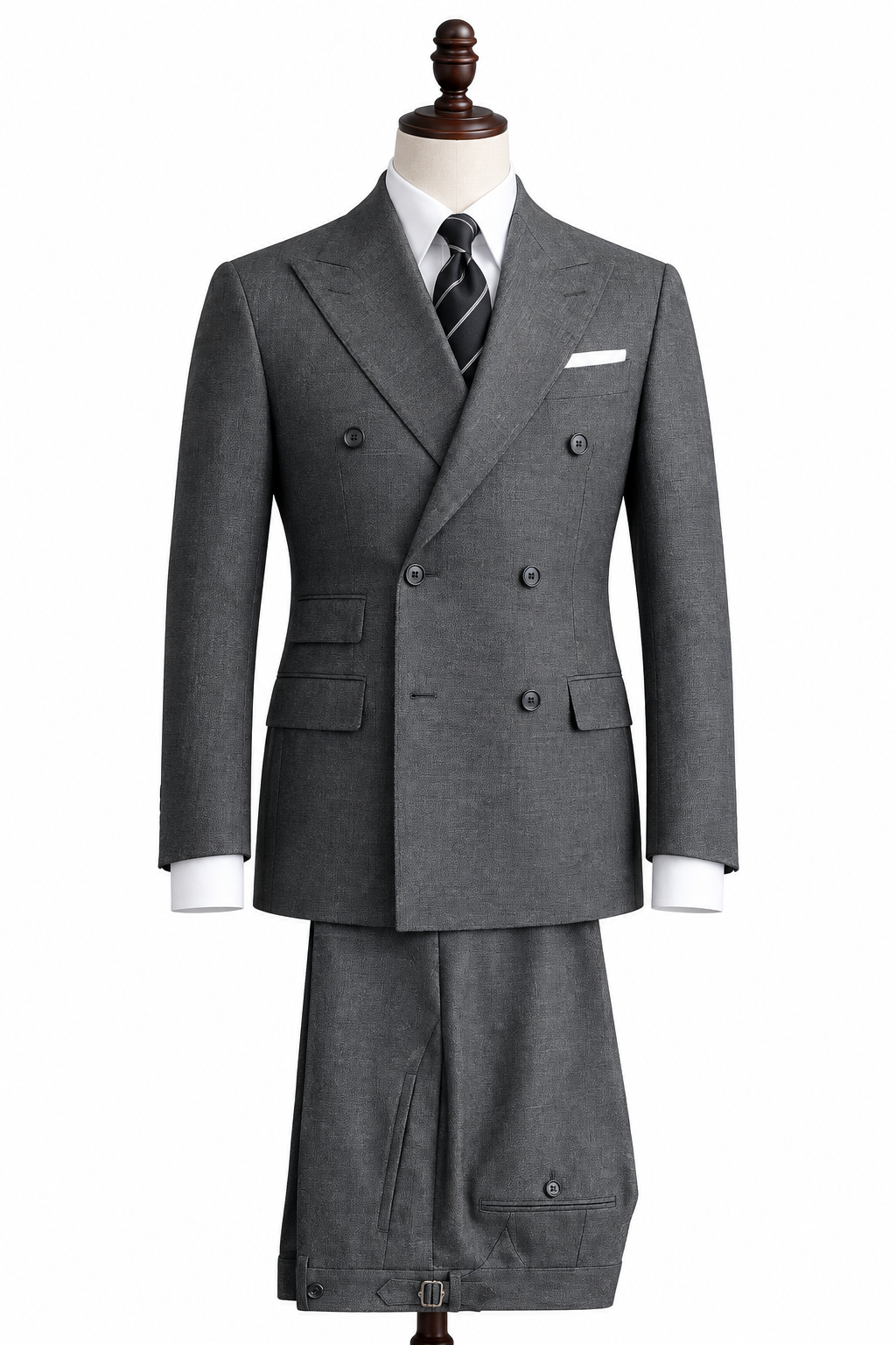 Men’s Gray Double-Breasted 3-Piece Suit with Matching Shorts