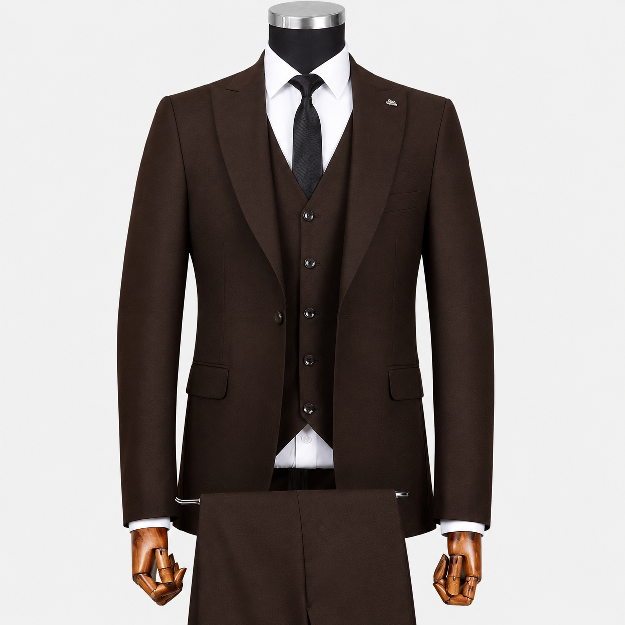 Navy Blue 3-Piece Suit with Patterned Tie