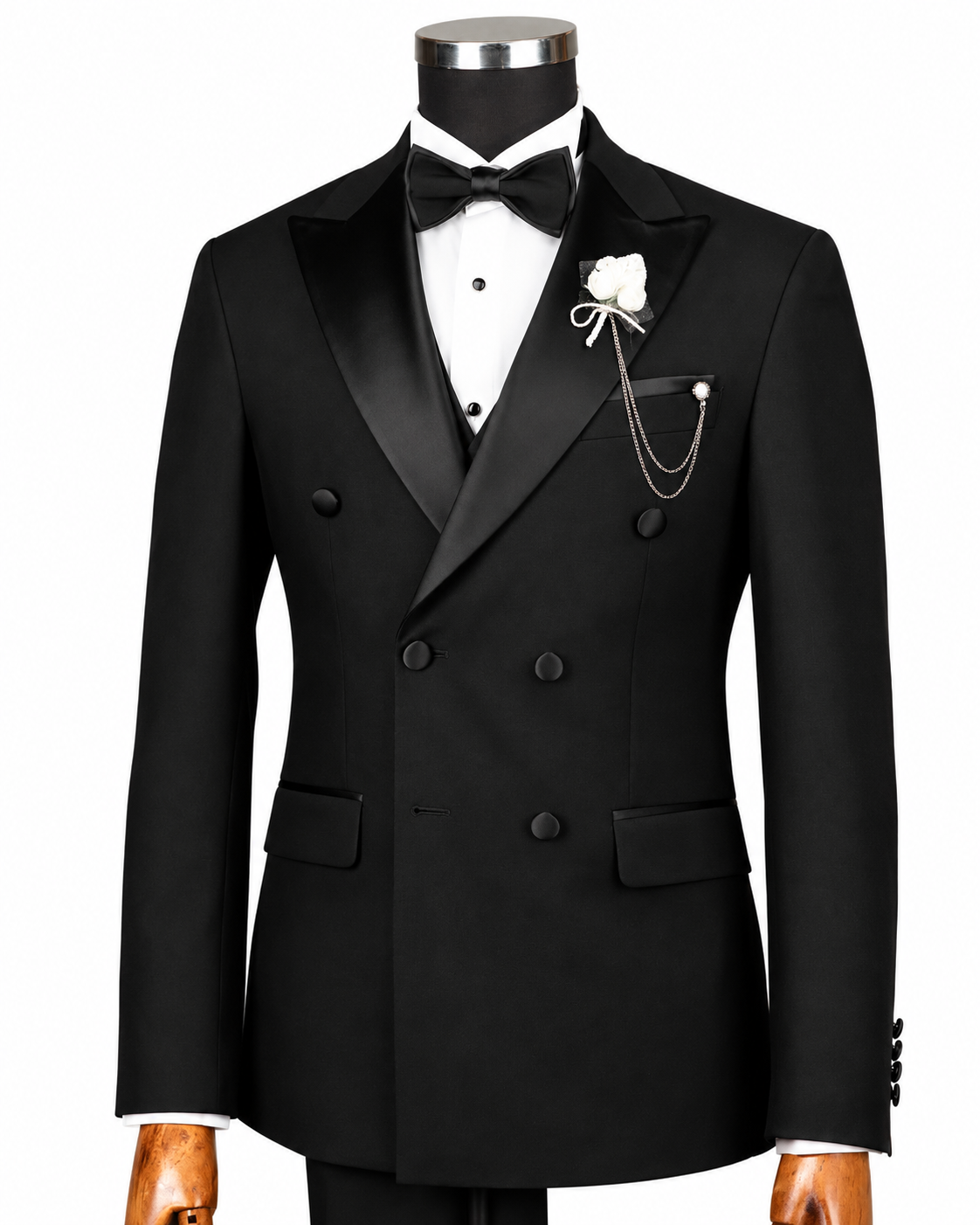 Black Double-Breasted Tuxedo Suit