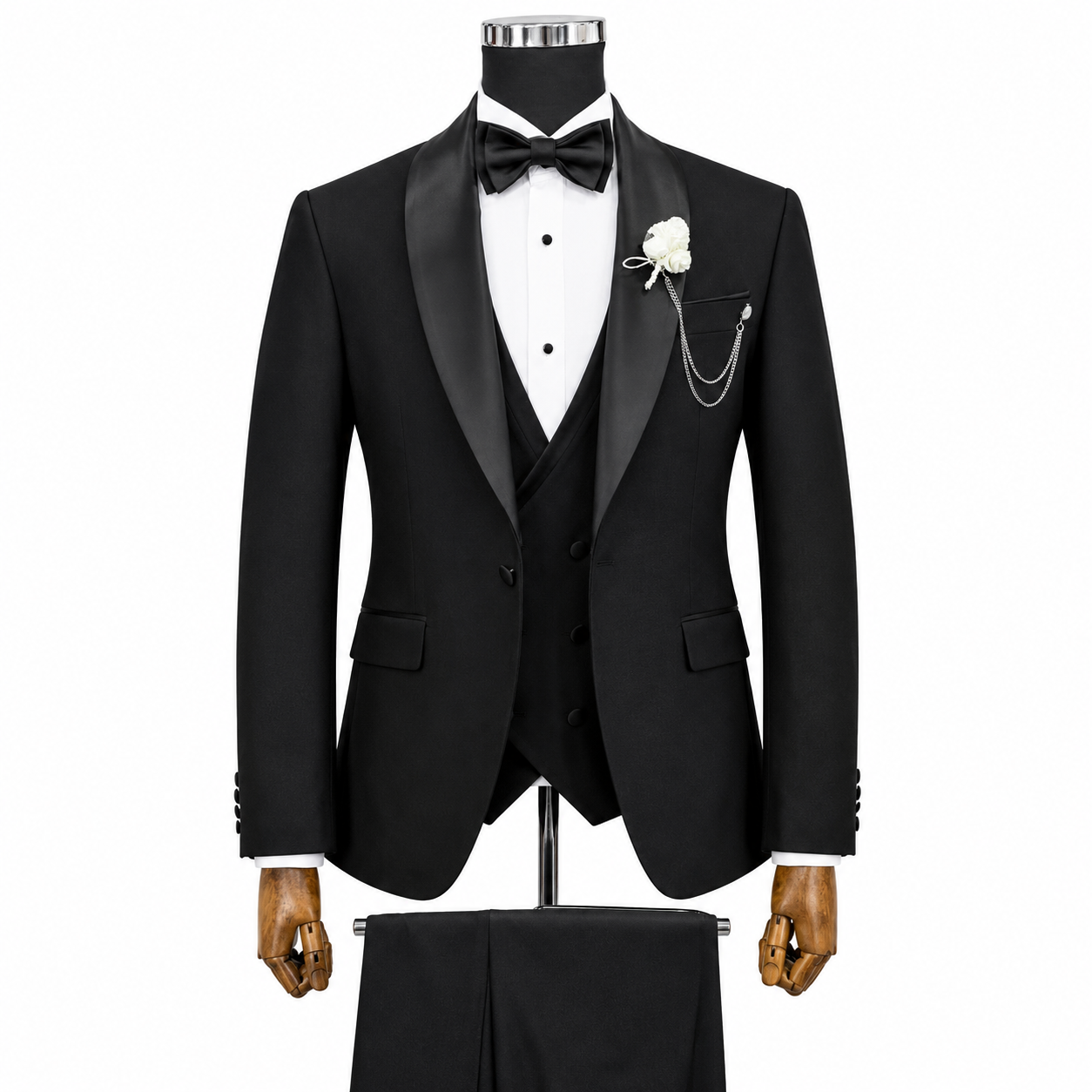 Black Shawl Lapel 3-Piece Tuxedo Suit