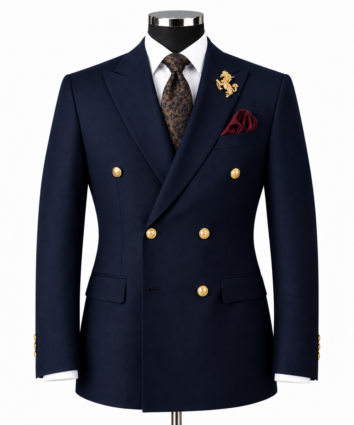 3-Piece Navy Blue Double-Breasted Suit