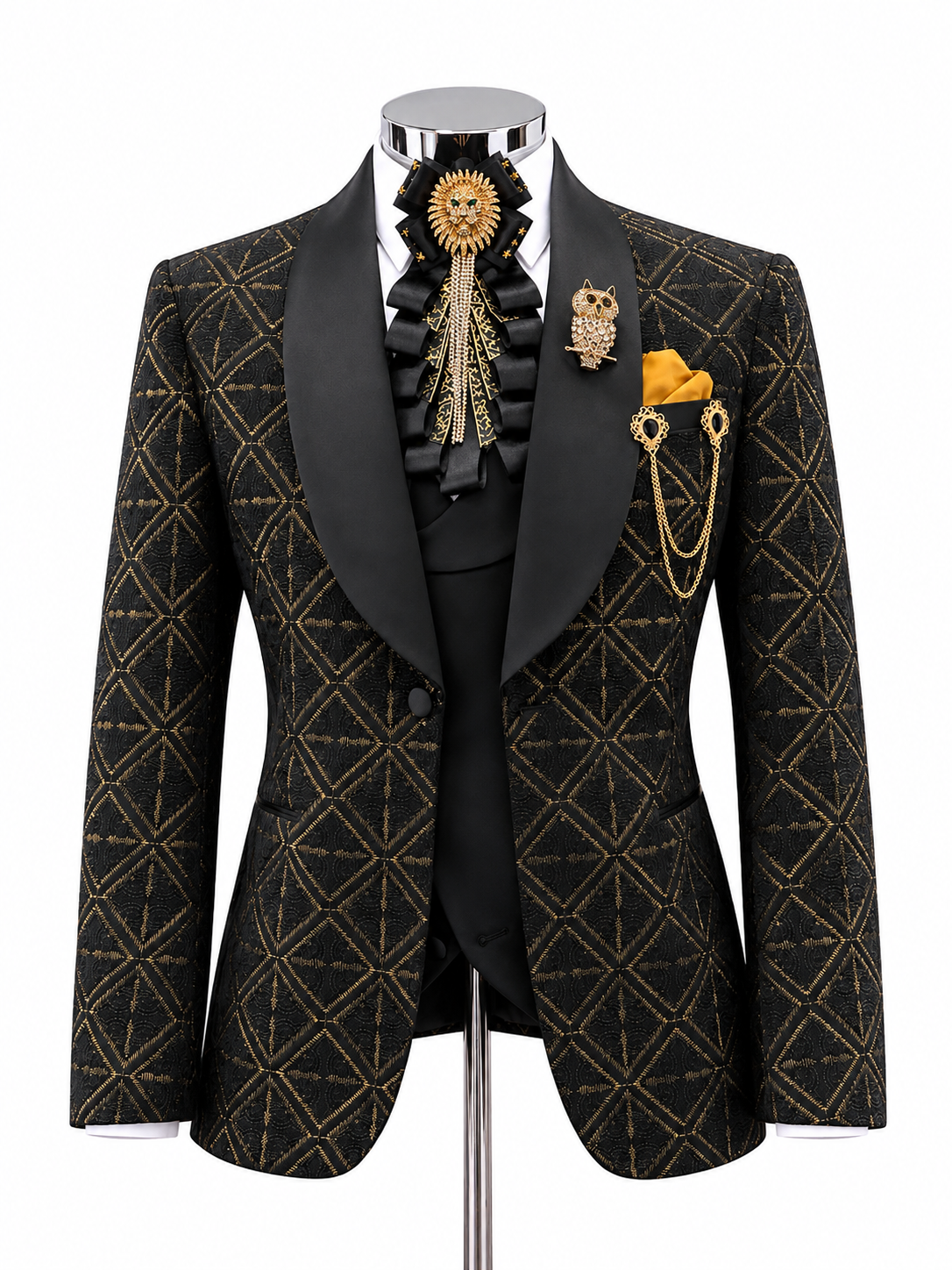 Black & Gold Patterned Tuxedo