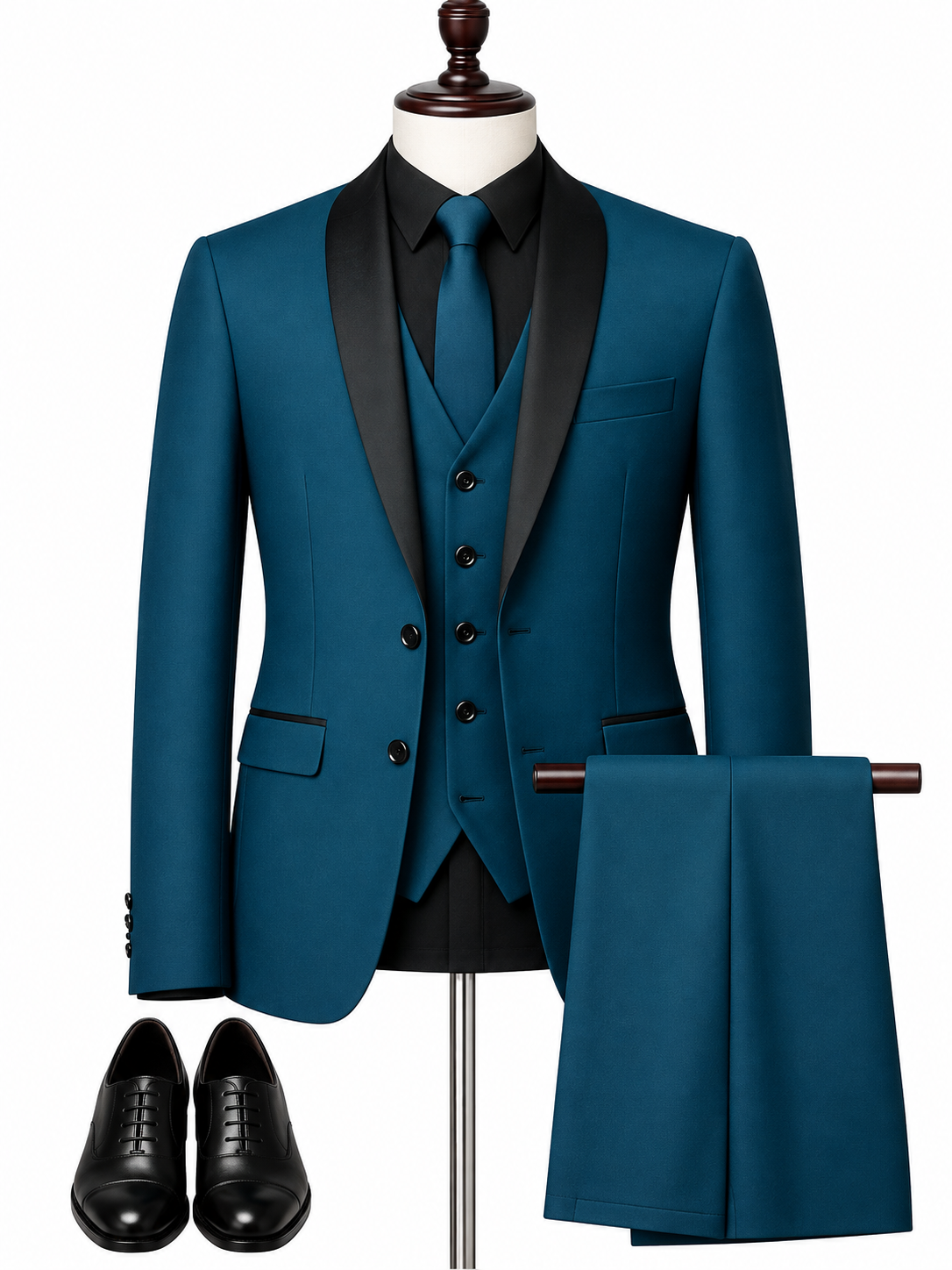 Teal Blue 3-Piece Tuxedo Suit