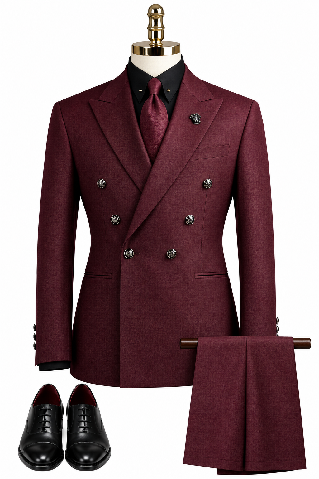 Burgundy Double-Breasted Suit
